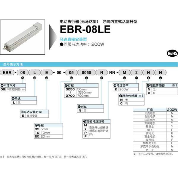 CKD喜開理電動執(zhí)行器（無馬達型）滑塊型EBR-08LE-00-200700NNN-F2CB