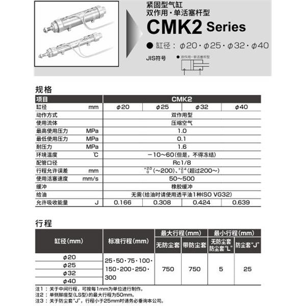 CKD喜開(kāi)理緊固型氣缸CMK2-TB-40-700-B2